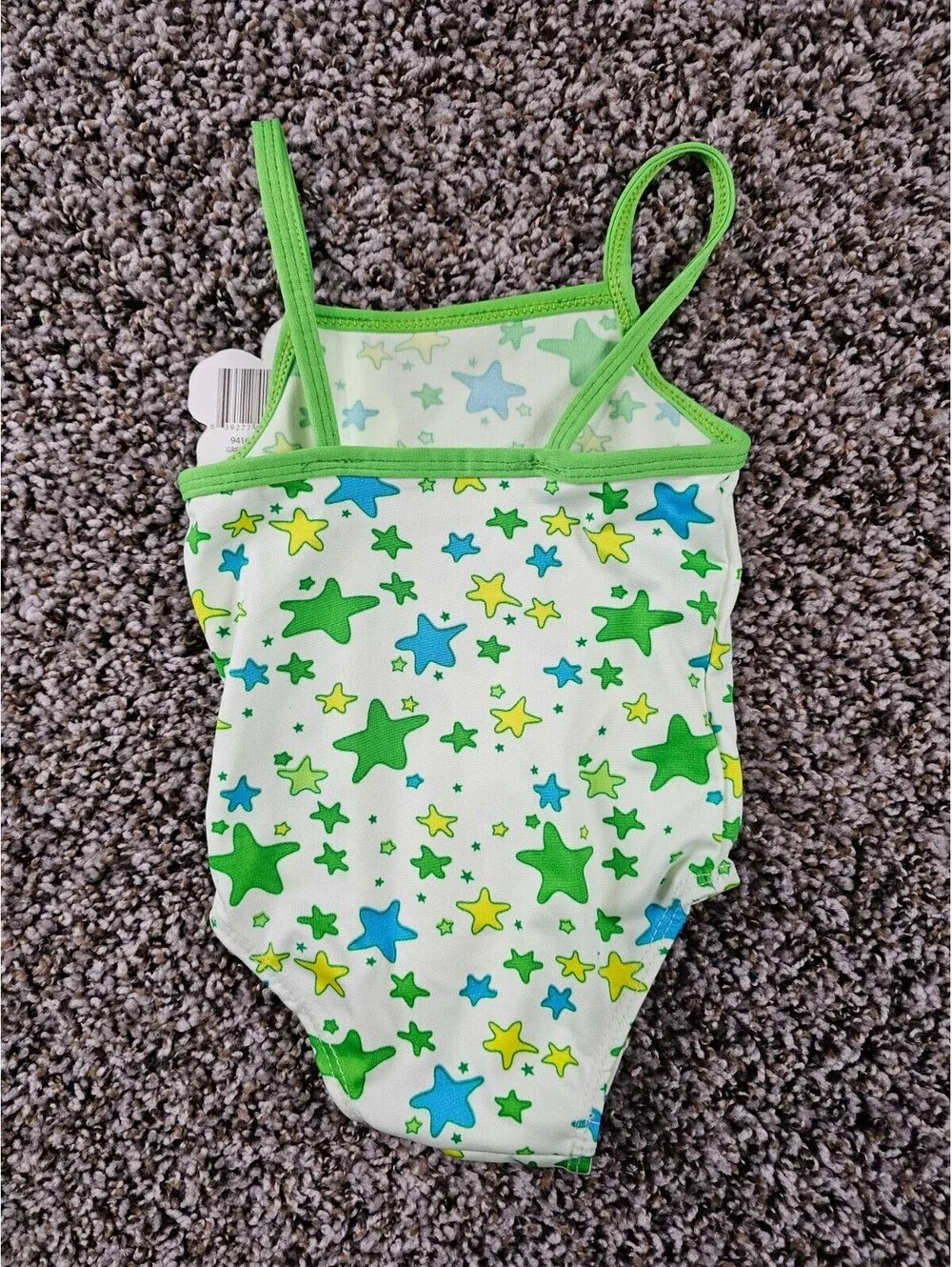 Max Grey Baby Girls Sz 12-18M One Piece Swimsuit Green White Star Print NEW